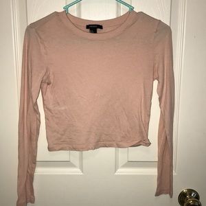 Forever 21; Pink Long-Sleeve Crop Top